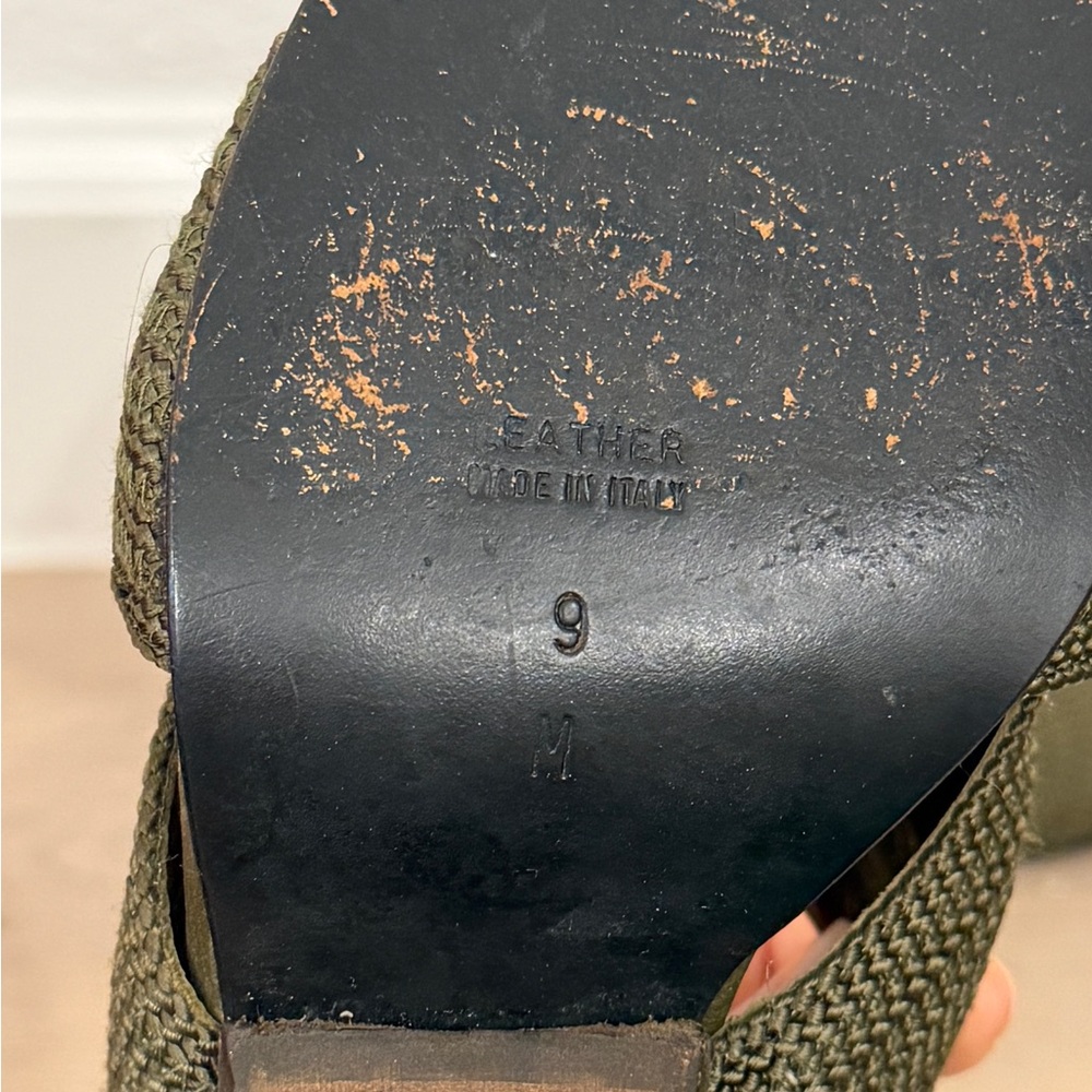 Yves Saint Laurent Olive Woven Mules - Picture 8 of 8